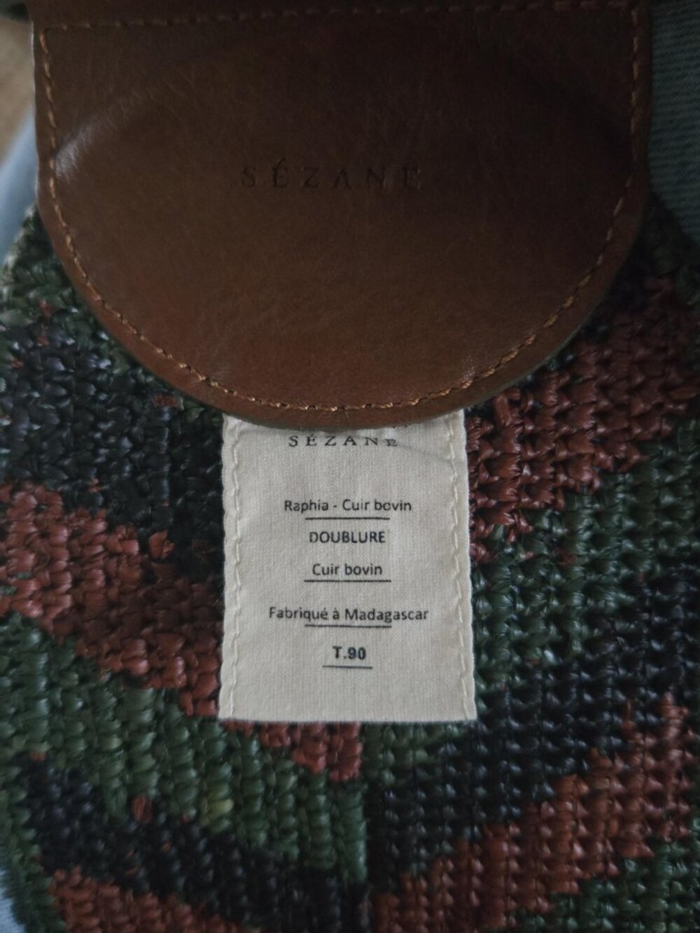 Sezane Carlie Wide Tan Suede Belt with Multicolor Woven Sides - Picture 4 of 6